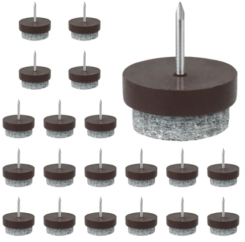 Flintronic 20 stycken filtglidarskruvar, Ø 24 mm stol filtglidare, skruvar, filtglider för stolar, skruvar, för möbler, stolar, laminat, parkettkakel, stolben, golvskyddskuddar (brun)