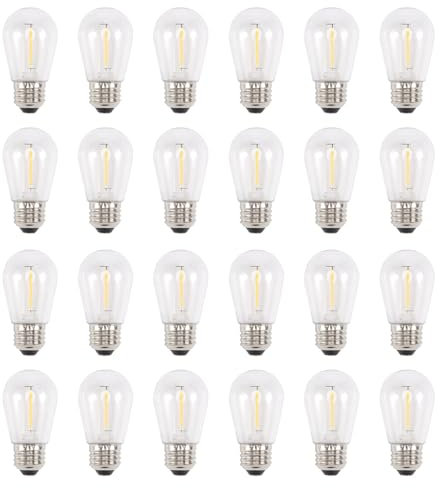 Hermosiey 24 Pack 3V LED S14 Licht GlüHbirnen, Bruchsichere Draussen Solar String Kette Licht GlüHbirnen, Warm