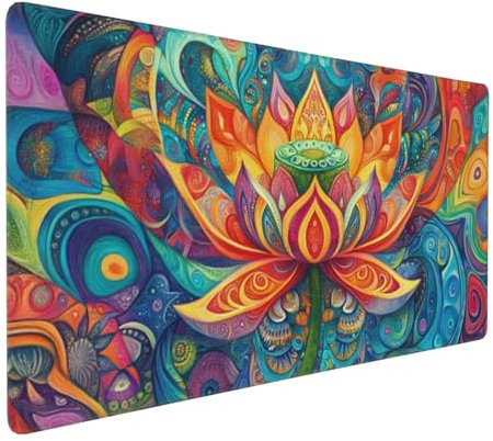 Gaming Mauspad XXL Lotus Mousepad 800x400x4mm Farbe Verlängertes Mauspad Schreibtischauflage,Genähte Kanten Mauspad,Verbessert Präzision und Geschwindigkeit Wasserdicht Geeignet für Büro und Spiele