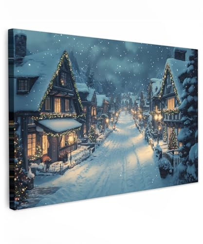 MuchoWow© Weihnachtsdeko Wandbilder Groß XXL Home Deko Wohnung Bild | 120x80 cm - Wohnzimmer Weihnachtsgeschenke Fotoleinwand Wand Bilder Leinwand Wall Decor Geschenk Weihnachtsdorf