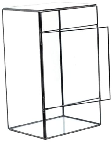KONTONTY Glasterrarium Für Pflanzen Transparentes Glas Behälter Kleines Terrarium Aus Glas Und Metall Tisch-mikrolandschaftsvase Pflanzenterrarium Für Indoor-Garten
