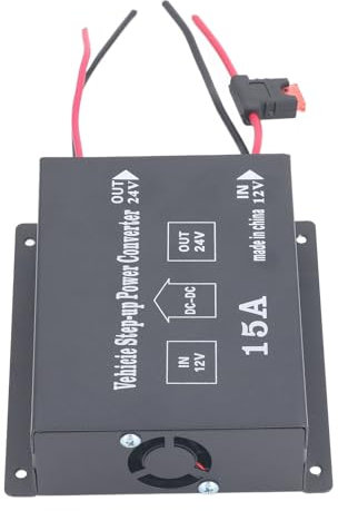 DC 12V to 24V Voltage Converter 15A Step Up Power Supply Subwoofer Modification Supplies, Overload Short Circuit Protection, Aluminum Alloy Casing