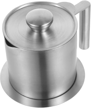 PHENOFICE Colador de Aceite de Acero Inoxidable 304 1,2l con Tapa, Filtro de Malla Fina Extraíble, para Cocina Doméstica y Restaurante, Lata de Almacenamiento de Grasa y Aceite Reutilizable