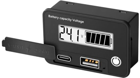Mavaol Compact Battery Tester, Lithium ion, Lead, Lithium iron Compatible, Adjustable Voltage Detection, Quick USB, for DIY, Home and Work Use (Blanco)