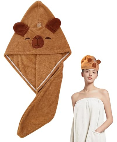 Toalla para el Cabello, Toalla Capybara, súper Absorbente, Gruesa, Larga, Gorro de baño para Ducha, Mujeres, niñas, hogar, Viajes, SPA