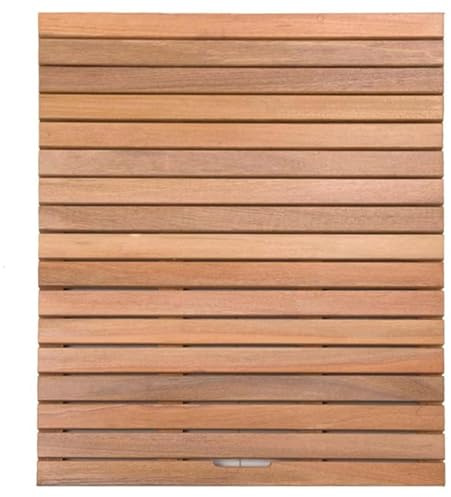 Caillebotis en Bois Naturel - Tapis de Bain antidérapant, Tapis de Sol en Bois Solide et Robuste pour Salle de Bain et Douche, Tapis de Receveur de Douche à Lattes avec poignée(30x30cm/12x12in)