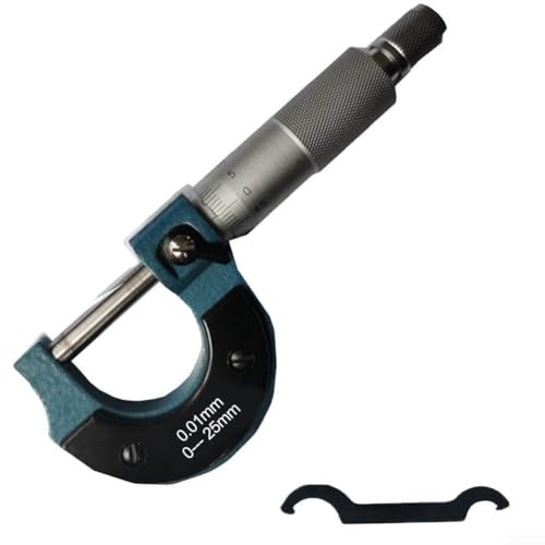 Filteilect Micrometro da 0 a 75 mm di diametro esterno con scala filettata, micrometro esterno in acciaio al carbonio per misurazioni precise, valore di divisione 0,01 mm, arresto a cricchetto, cromo