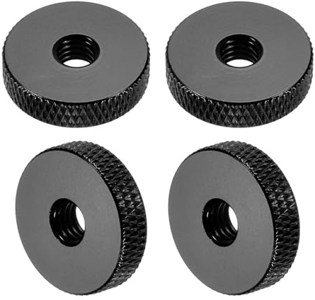 QUARKZMAN 4 Piezas De Tuercas De Mano Estriadas M6 X 20 Mm X 5 Mm Aluminio Plano Con Agujero Pasante Para Bloqueo Y Ajuste Para Piezas De Impresoras 3D Máquinas Proyectos DIY Negro