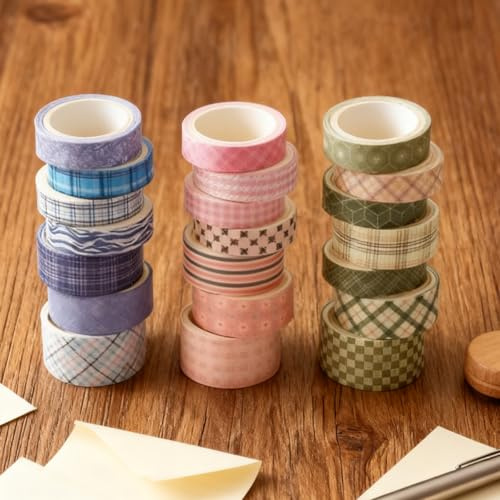 bomichi 21 Rollen Vintage Washi Tape Set - Retro Blumen & Dekorativ - Für Scrapbooking, Bullet Journal, Junk Journal, Basteln - Wiederverwendbar & Archivfest