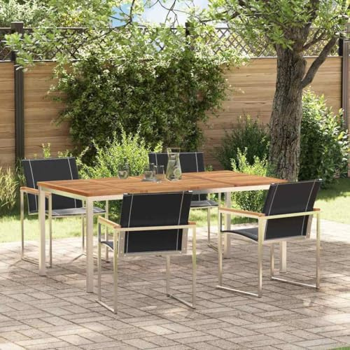 Frdhee Garten Loungemöbel Set, Balkonmöbel, Sitzgruppe Sofa, Garten ESS Set 5 pcs Massives Akazienholz, Loungesofa Für Balkon, Terrasse, Veranda, Einfache Montage