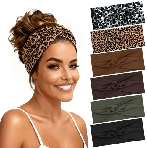 Loiluliy Haarband Damen, 6 Stück Stirnband Damen Dünn Elastische & rutschfeste Sport Headbands für Yoga Laufen Kosmetik Workout(Grün)