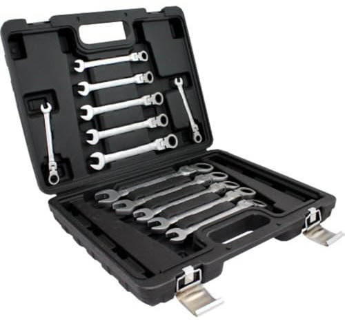 BITUXX 12 Teiliges Flexible Gelenk Ratschenschlüssel Ringschlüssel Maulschlüssel Gabelschlüssel Gelenkschlüssel Set 72 Zähne / 5 Grad Rückstellwinkel / 8 mm bis 22 mm