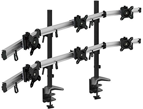 HFTEK 6-Fach Monitorarm - Tischhalterung für 3+3 Bildschirme von 15-27 Zoll mit VESA 75/100 (MP260C-N)