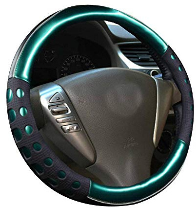 Istn Unisexs hochwertiger langlebiger Kunstleder Material und Rutschfestigkeit Universal Lenkradabdeckung Grün Auto Zubehör Dekor