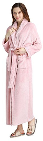 PUTUO Damen Lang Bademäntel Frauen Mikrofaser Winter Warme Flauschig Morgenmantel Saunamantel Nachtwäsche Weihnachts Geschenk