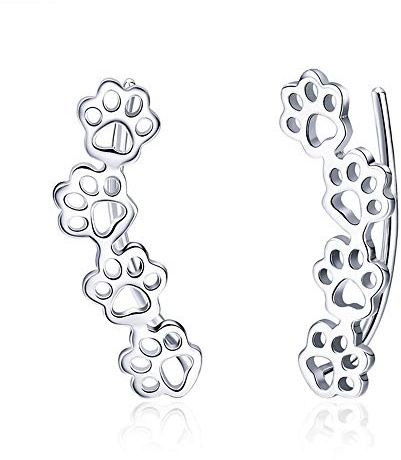 Pfote Ohr Manschette Wrap Crawler Kletterer Ohrringe für Frauen Teen Mädchen Sterling Silber Ohrstecker Clip auf niedlichen Hund Katze Haustier Pin hypoallergenen Schmuck