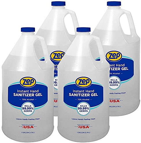 Zep Instant Hand Sanitizer Gel - 1 Gallon (Case of 4) 355824 - Kills 99.99% of Germs, Professional-Grade Formula, Contains 70% Ethanol Alcohol