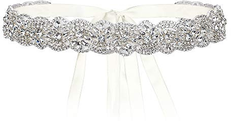 EVER FAITH Cinturón nupcial boda cristal Sash para vestidos de dama de honor vestido de novia de fiesta de noche, talla única, Cristal