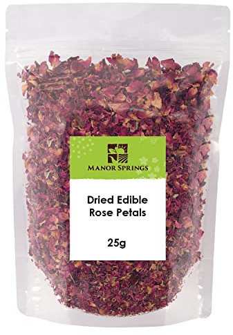 Dried Edible Rose Petals Premium Dried Flowers 25g by Manor Springs