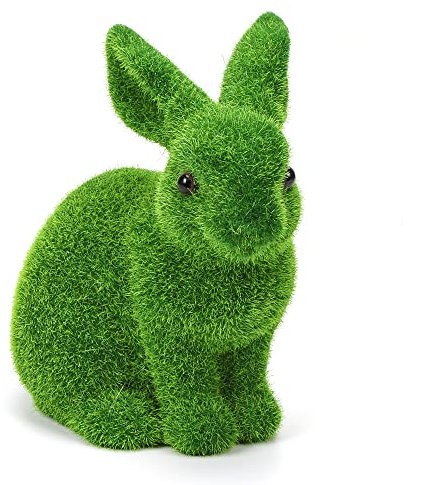 Meleager Deko-Osterhase Moos, Osterhasen Deko Groß, 1 Stück Osterhasen Figuren Grün, 18 X 17 X 10CM, Garten Statue Osterhase Deko, Hase Skulptur Osterdekoration, Ornament Kinder