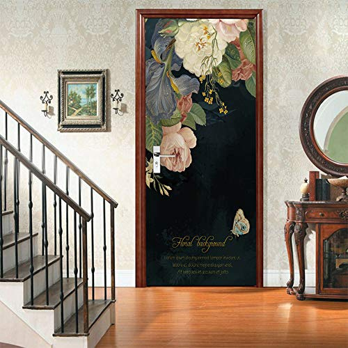 3D Türtapete Selbstklebend Türaufkleber - BLUME - Tür Poster PREMIUM PVC Wasserfest Wandtattoo Für Schlafzimmer Wohnzimmer Tür Dekoration Tapete 77 x 200 cm