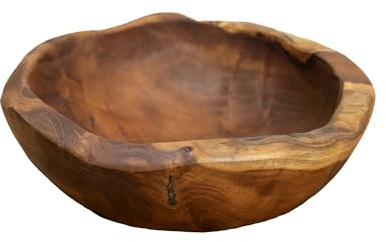 Darthome Teak Root Wood Decorative Bowl 18cm Rustic Hand Carved Round Fruit Snack Table