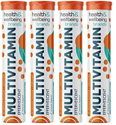 Effervescent Multivitamins - High Strength Multivitamin Tablets - Complete One a Day Supplements for Men & Women - 20 Per Tube (Pack of 4)