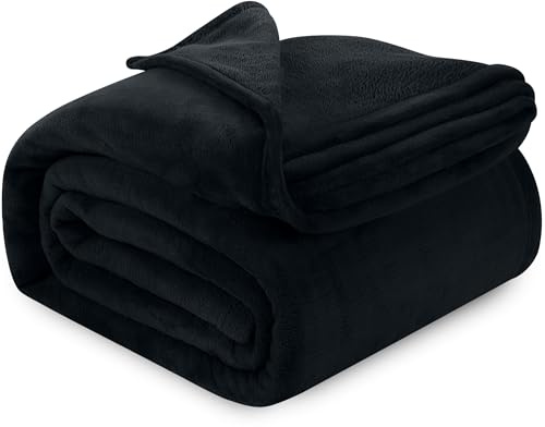 Utopia Bedding Black Fleece Blanket King Size Lightweight Fuzzy Soft Anti-Static Microfiber Bed Blanket (90x102 Inch)