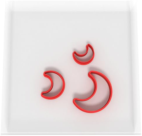 JUST CUTTERS Emporte-pièces en forme de lune | Mini emporte-pièce en plastique pour pâtisserie, fondant, argile, pâtisserie, glaçage, bijoux (1,5 cm + 2 cm + 3 cm)