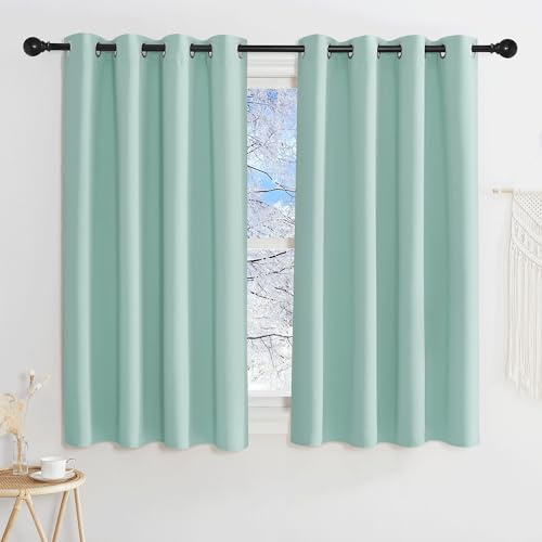 KGORGE Cortina para Ventana Pequeña Cortinas Opacas Termicas Aislantes Frio y Calor Cortinas Dormitorio 2 Piezas Cortinas Infantiles Cortinas Verdes, 140x145cm, Verde Claro