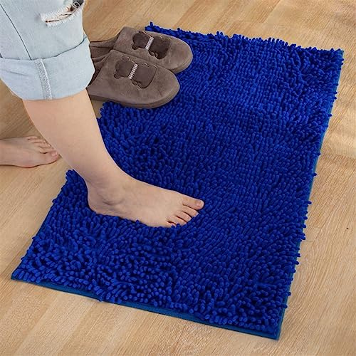 Reyox Badematte Hochflor Chenille rutschfest Vorleger Waschbar Badteppich Badezimmer Wasserabsorbierenden Königsblau 70 x 140 cm