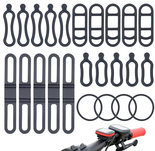 Aimeke 24 Stück Fahrrad Silikonband Fahrradlicht Gummiband Taschenlampe Befestigungsband Halterung Fahrrad Stretch Gummiringe Mehrere Größen für Flasche Handy Lautsprecher