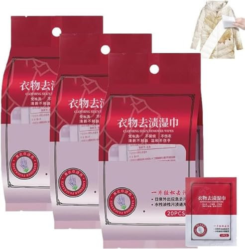 Feuchttücher zur Fleckenentfernung, einzeln verpackte Reinigungstücher, Tücher zur Fleckenentfernung aus Kleidung, Notfall-Fleckenrettungs-Fleckenentferner for Kleidung, Stoff, Teppich ( Color : 3pcs