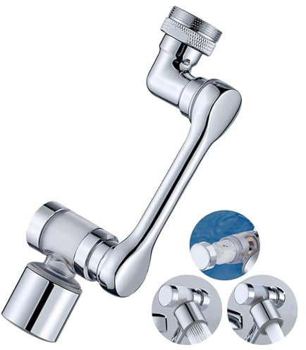 Wasserfilter Wasserhahn Verlängerung, Drehbarer Wasserhahn Filter für Trinkwasser, wasserhahnverlängerung Aufsatz Schwenkbar mit Zwei Sprühmodi, Perlatoren für Wasserhähne Küche und Wasserhähne Bad