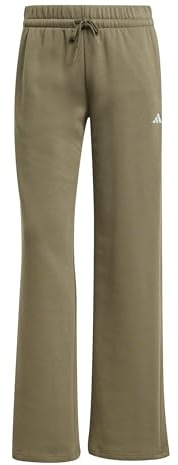 adidas Women's Essentials Small Logo Feel Cozy Open Hem Pants, Olive strata/White, M