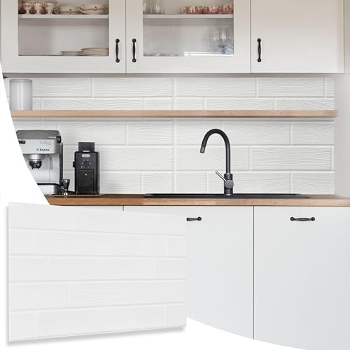 NOVECRAFTO Faux Wood Decorative Wall Panels - 18 Sheets Covering 8.29 sqm | 89.28 sqft Moisture Resistant Tongue and Groove Panelling - 96 cm x 48cm | 37.79 x 18.89 in – PVC, White Wood Grain Pattern