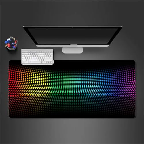 QiHon Gaming Mauspad XXL Farbige Punkte Großes Mauspad Schreibtischauflage mit Vernähte Kanten Einer speziellen Oberfläche verbessert Geschwindigkeit und Präzision 600x300x2mm