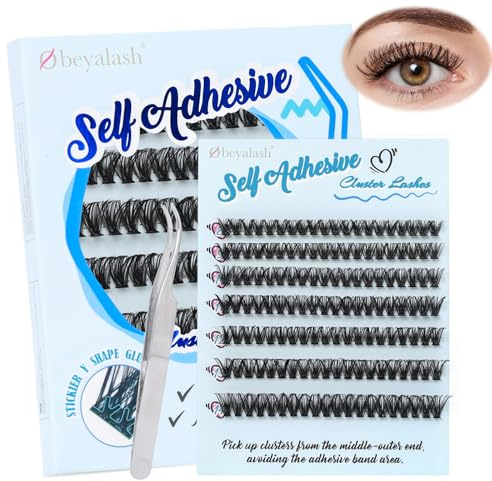 Obeyalash Press On Wimpern Selbstklebend 50D Selbstklebende Wimpern Wiederverwendbar Press On Lashes D Curl Cluster Lashes DIY Eyelash Extensions (50D D Curl 8-14mix)