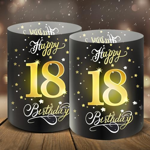 Moorle 12 Windlichter für 18. Geburtstag - Happy Birthday Deko für Männer und Frauen, geeignet für Teelichter oder Kerzen