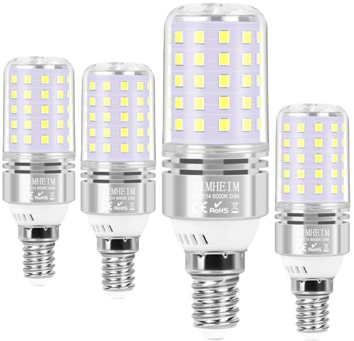 AIMHEIM LED Birne E14 Dimmbar Kaltweiß Lampen 8W Ersetzt 80W, LED Leuchtmittel 6000K, LED Lampe E14-Sockel Kein Flackern, Energiesparlampe E14, 4 Stück