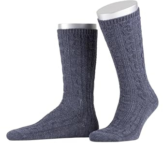 Lusana Trachtensocken Schoppersocken kurz mit Merino-Schurwolle für Herren & Damen | Trachtenschoppersocke mit 6 Zöpfen und verstärkter Ferse und Spitze | Qualität aus Deutschland