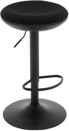 WOLTU Sgabello Alto, Regolabili in Altezza, Maglia Elastica, Nero | Sedie Alte da Bar, Girevoli 360°, con Poggiapiedi, Sgabelli per Isola Cucina
