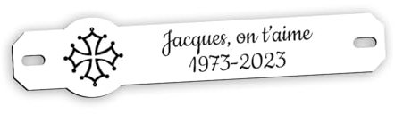 Inter de Placa funeraria grabada personalizable, diseño de cruz de occitania, tamaño: 14 x 3 cm, color blanco