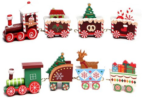 RunFar shop Tischdeko Mini Weihnachten Zug Weihnachtszug Deko Holz-Eisenbahn Weihnachtsdeko Tisch Geschenke für Xmas PartyWeihnachten Neujahr (x-B) (X-DD)