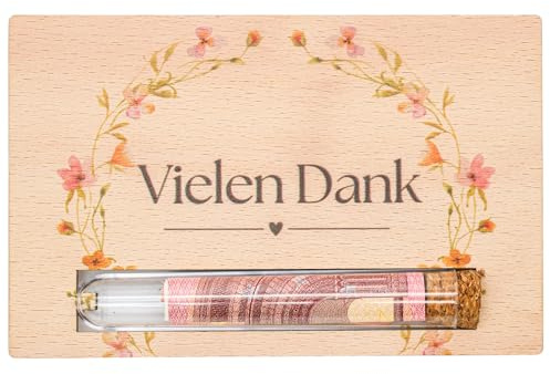 herz-wuid Geldgeschenk Dankeskarte - Geschenkkarte aus Holz - kleines Dankeschön, Geld verschenken, Geschenkverpackung Geld Gutschein, stilvolle Geschenkidee, vielen Dank (Vielen Dank)