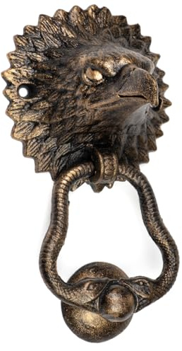 Moritz Antiker Türklopfer Adlerkopf aus massivem Gusseisen - Rustikale Wanddekoration im Vintage-Stil - Dekorativer Haustürklopfer für Innen- und Außenbereich, Bronze-Look
