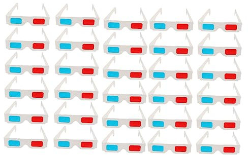 Hemobllo 30pcs Paper White Red Blue Glasses Anaglyph Cardboard Eyewear for Movie Video Viewing