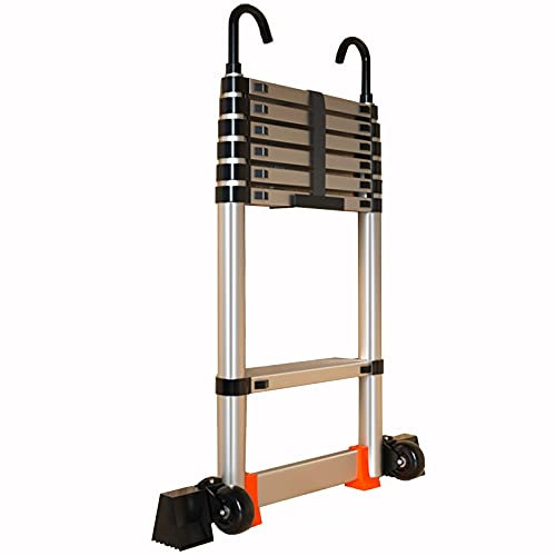 Telescoping Aluminum Ladder 6m/5m/4m/3m/2m - Heavy Duty Extension Ladder for RV, Rooftop Tent, Attic with Detachable Hook & Stabilizer Bar, Supports 200kg