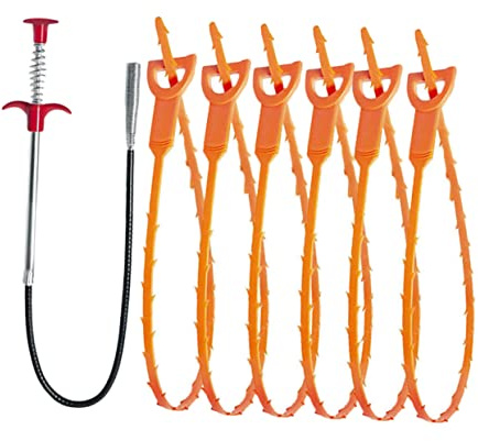 Operitacx Outil de Débouchage Canalisation Professionnel en Acier et ABS, Ensemble 1 Set pour Évier la Cuisine, pour Éliminer Cheveux et Nettoyer Drains