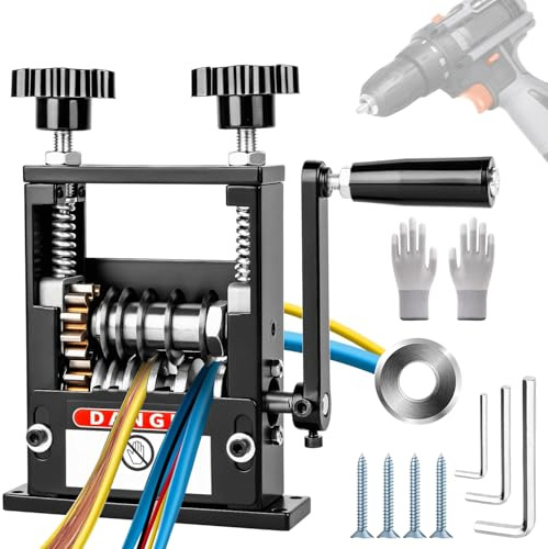 Wire Stripper Tool, Manual Wire Stripper Machine with 6 Channels and 5 Blades, Portable Cable Strippers Drill Attachments with Hand Crank for 0.1 to 0.67 Scrap Copper Cables Recycling
